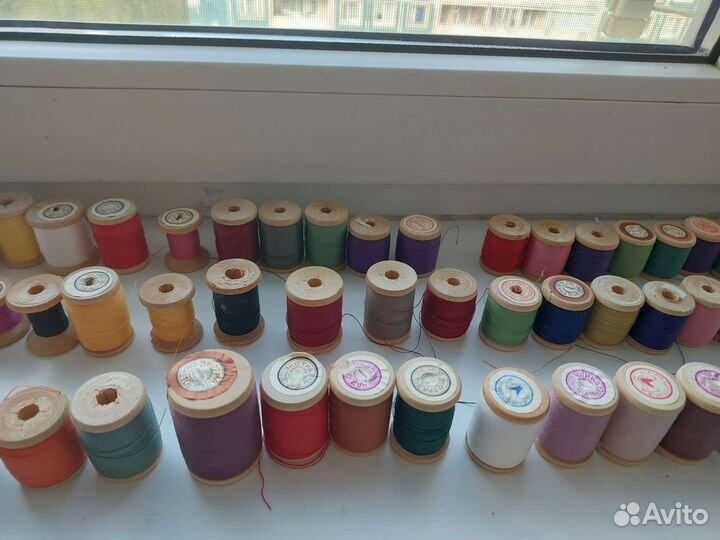 Нитки СССР на деревянных катушках