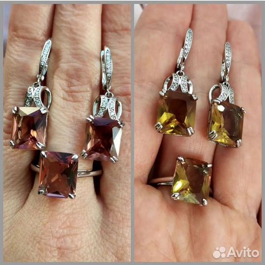 Комплект с султанитом. Серебро 925
