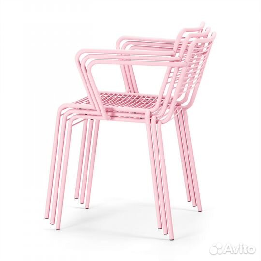 Стул для кухни, кафе, металлическое розовое кресло