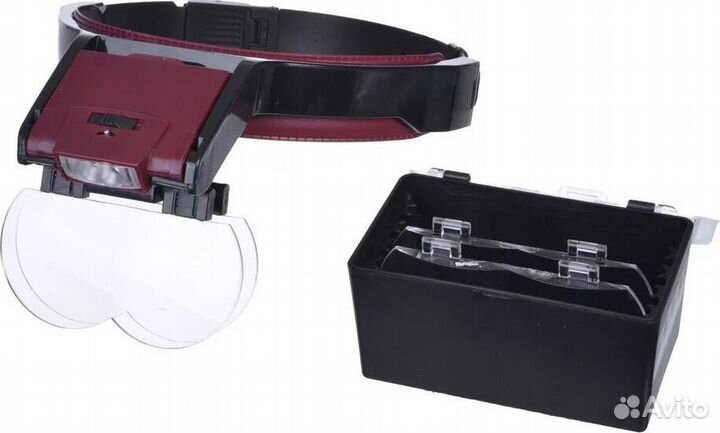 Бинокулярная лупа налобная с подсветкой, 4 линзы