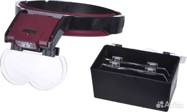 Бинокулярная лупа налобная с подсветкой, 4 линзы