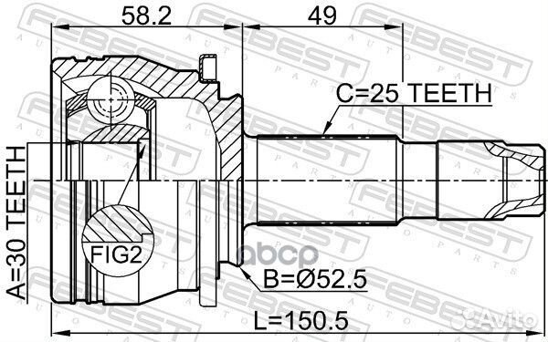 ШРУС внешний 30X52.6X25 chevrolet cobalt 2013