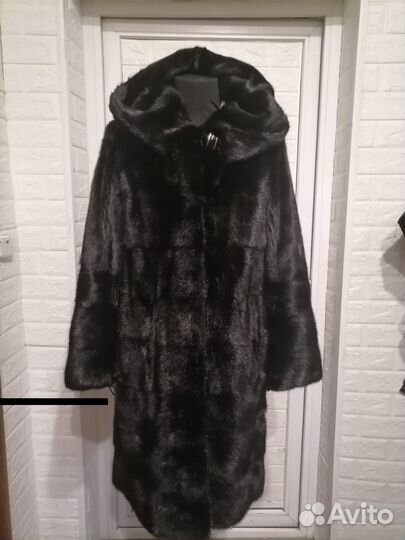 Шуба норковая с капюшоном поперечка 46