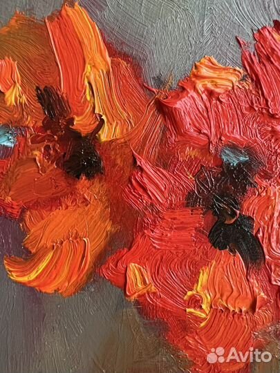 Картина маслом маки натюрморт цветы