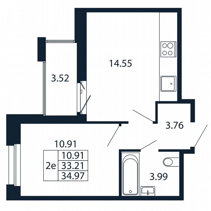 1-к. квартира, 35 м², 10/12 эт.