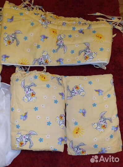 Бортики в кроватку+новый балдахин, комплект 7 пред