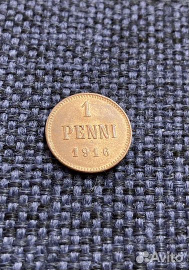Царская монета 1 пенни 1916 г. медная