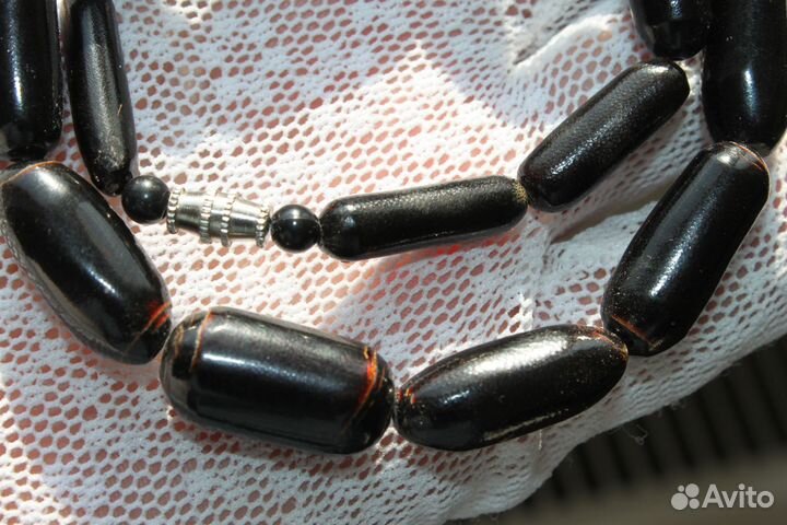 Винтажные бусы. чокер. крупный чёрный коралл