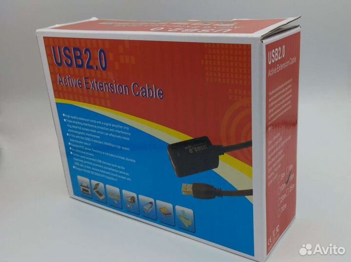 Kабель USB 2.0 AM-AF удлинитель активный 10 m