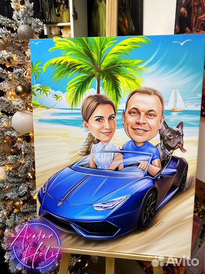 Шарж на холсте в Москве