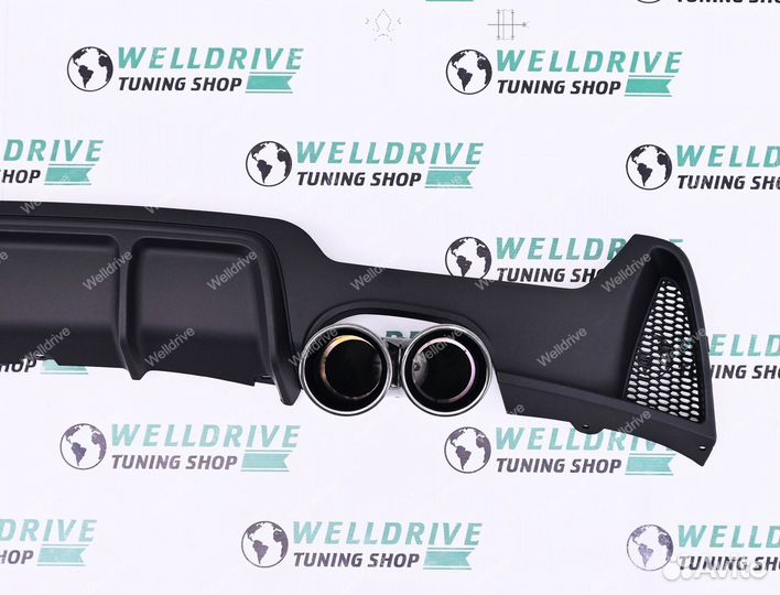 Диффузор задний BMW 4 F32 F36 2+2 насадки хром