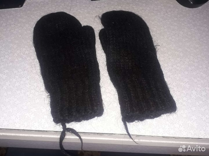 Варежки теплые женские из овечьей шерсти
