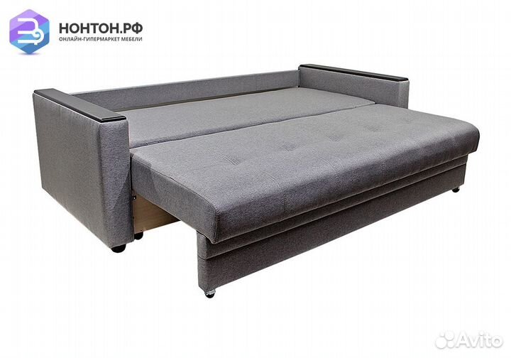 Диван еврокнижка Денвер рогожка серая