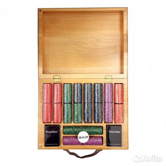 Набор для покера Luxury Ceramic на 500 фишек в кейсе из бука, Partida 63894