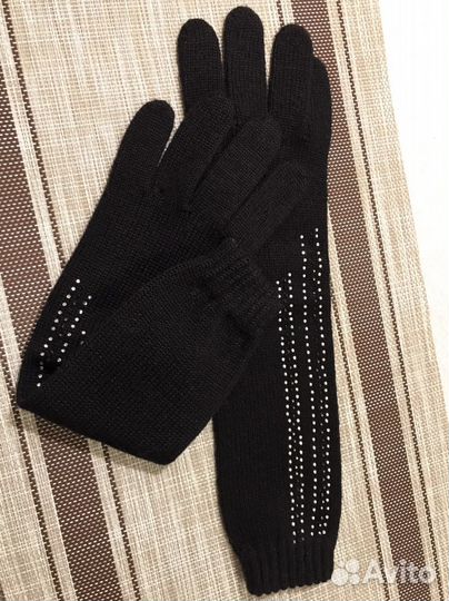 Перчатки женские длинные трикотажные черные