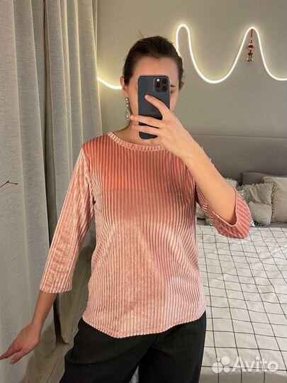 Розовый топ вельвет s/m