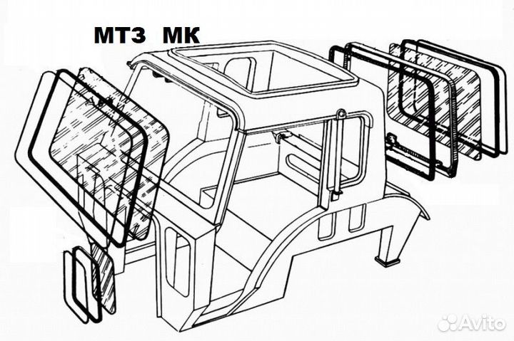 Стекло кабины трактора