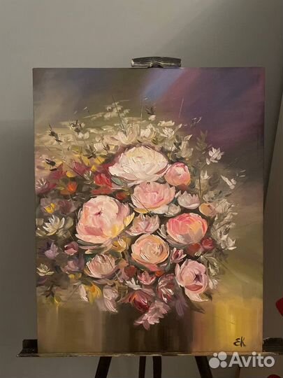 Пионы букет картина маслом