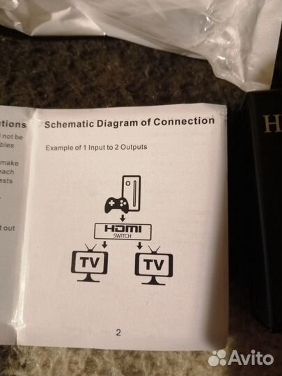 Разветвитель (splitter) hdmi 1-2,2-1 двухканальны