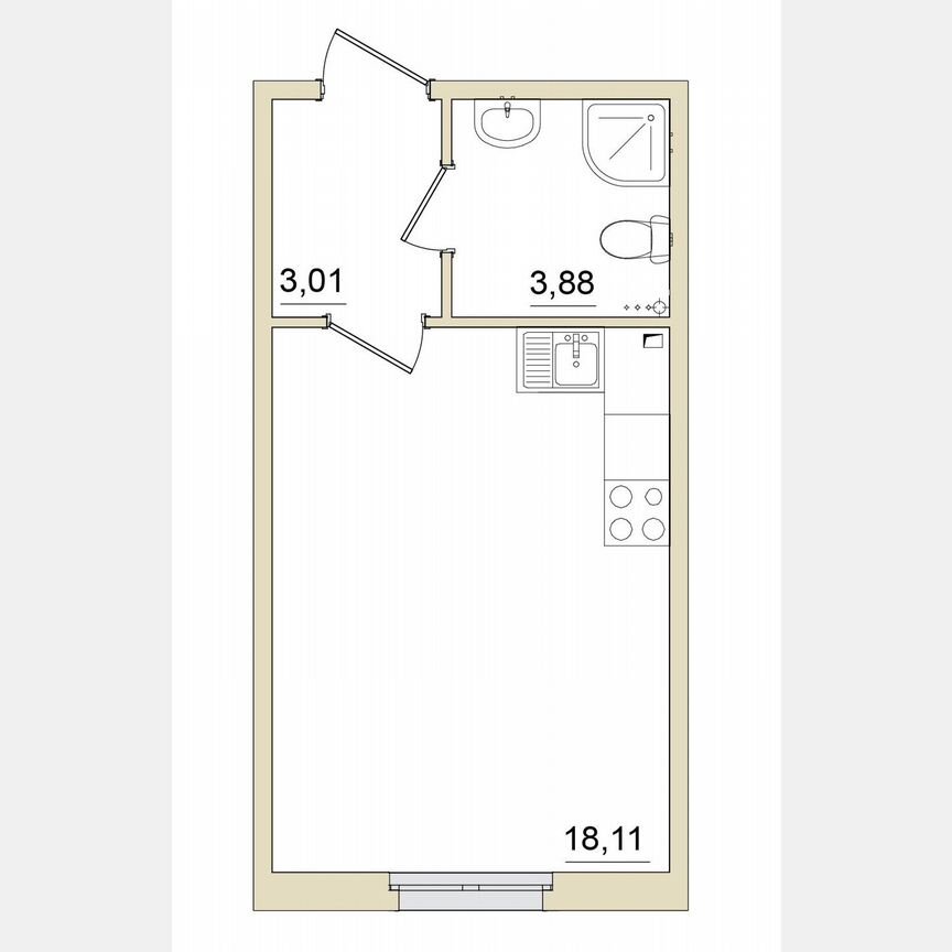 Квартира-студия, 25 м², 1/6 эт.