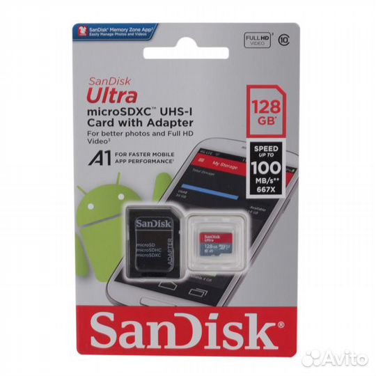 Карта памяти MicroSD SanDisk Ultra 128GB