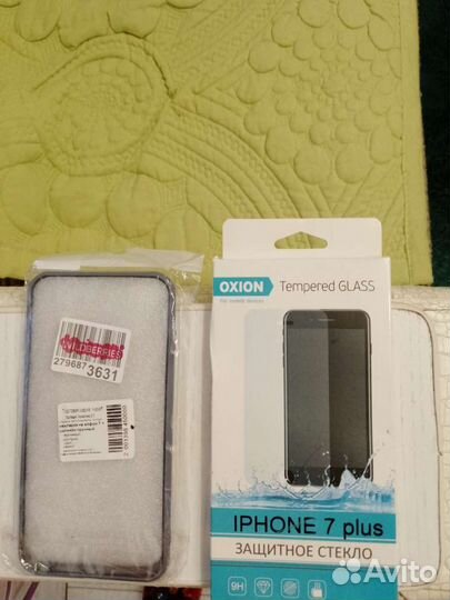 Защитное стекло и чехол для iPhone 7 plus