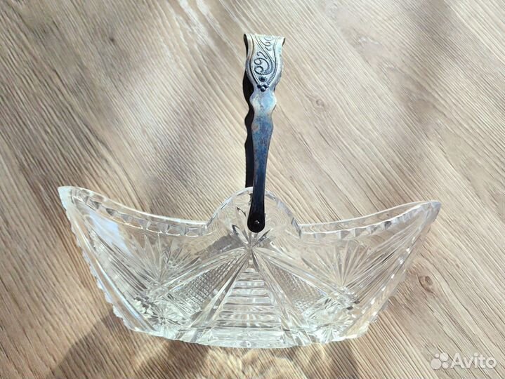 Ваза хрустальная СССР Конфетница Салатник Ладья