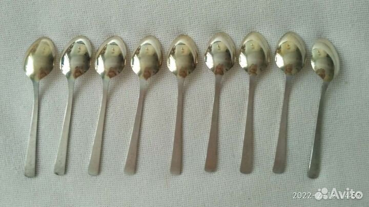 Ложки кофейные мельхиор.позолота