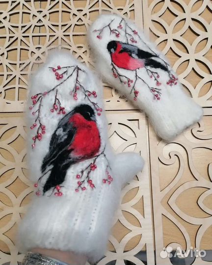 Варежки пуховые женские