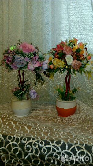 Топиарий цветочные композиции ручная работа подаро