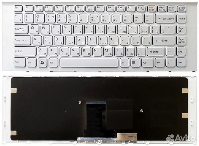 Клавиатура Sony Vaio VPC-EA белая с рамкой