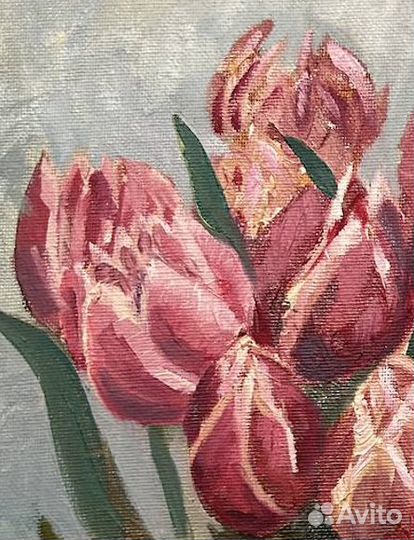 Картина розовые тюльпаны, картина букет тюльпанов