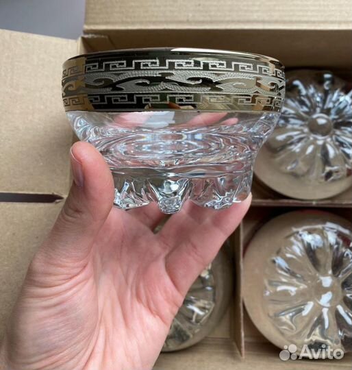 Салатник и креманки 6 шт стекло