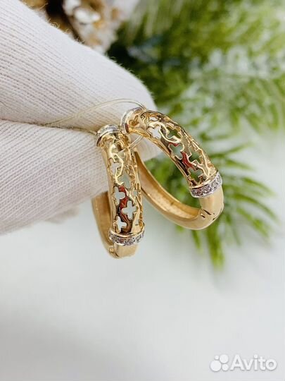 Золотые серьги круглые ван клиф