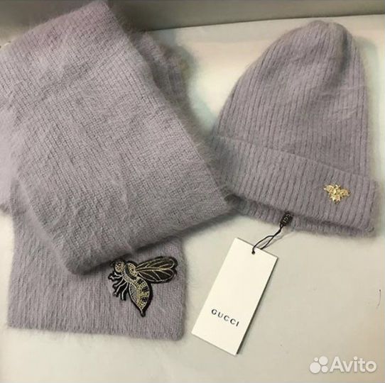 Женский шарф и шапка из ангорки