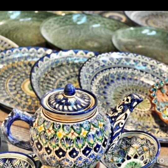 Узбекская Посуда керамика Ляган,чайник пиала