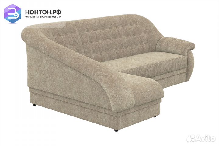 Диван угловой с боковым подъемом дельфин бежевый