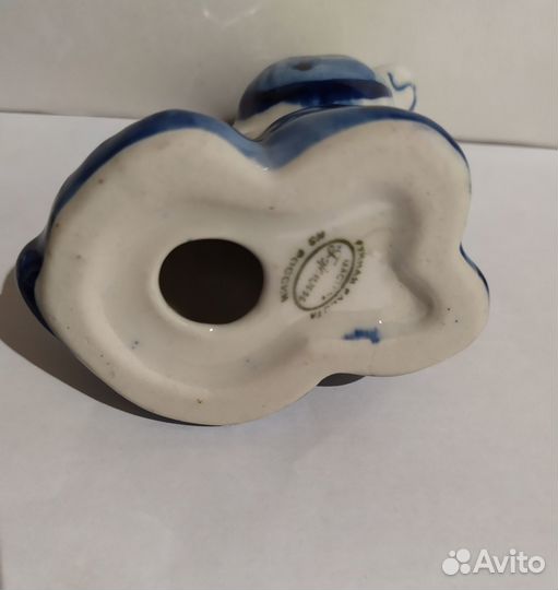 Фигурки Гжель собака и золотой петушок