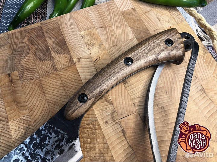 Нож-тяпка 'для рубки с кольцом', Сталь ст45, ручна