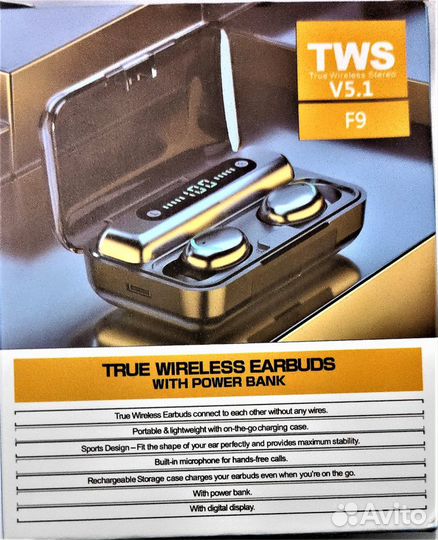 Беспроводные наушники F9 TVS V5.1Bluetooth 5,0 нов
