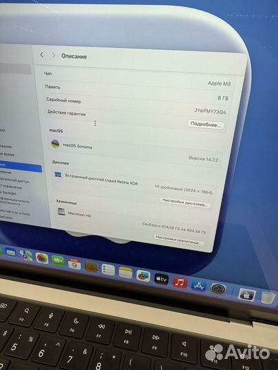 MacBook Pro 14 M3 8/512gb ReStore 2года гарантия