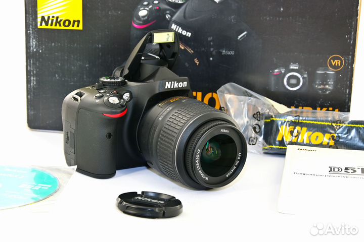 Nikon D5100 16.2MP Kit Nikon AF-S VR 18-55 как нов