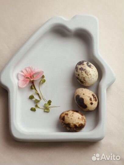 Интерьерный поднос-тарелочка «Домик» из гипса
