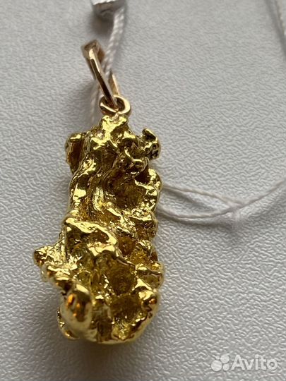 Золотой самородок с подвеской