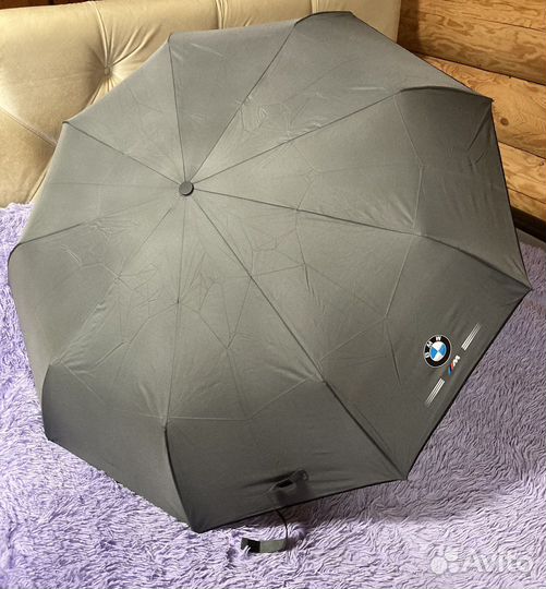 Зонт автомат серый/синий/черный купол 100см