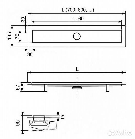 Дренажный канал tece tecelinus 80 см 15103080