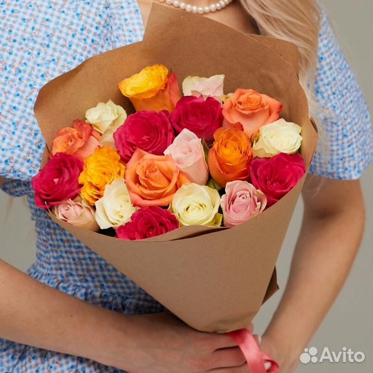 Цветы Розы Букет 25 роз Эквадор. Доставка 24/7