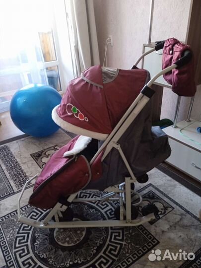 Детские санки коляска с колесами