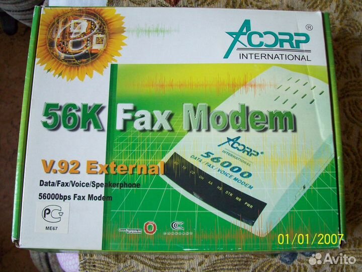 Модем Acorp 56000/56K Fax Modem V.92 External