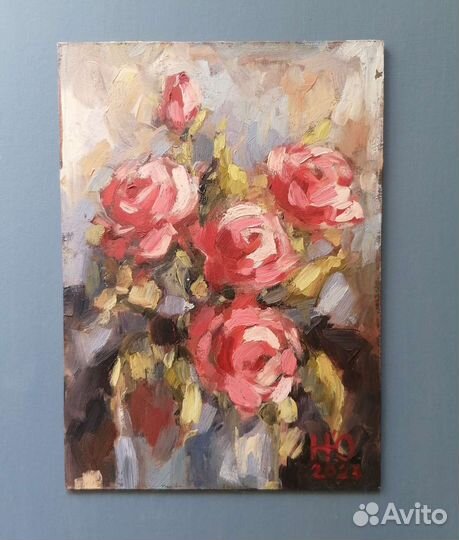 Картина маслом букет роз
